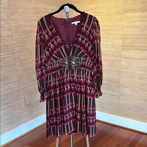 Nanette Leoore Burgundy Patterned Dress